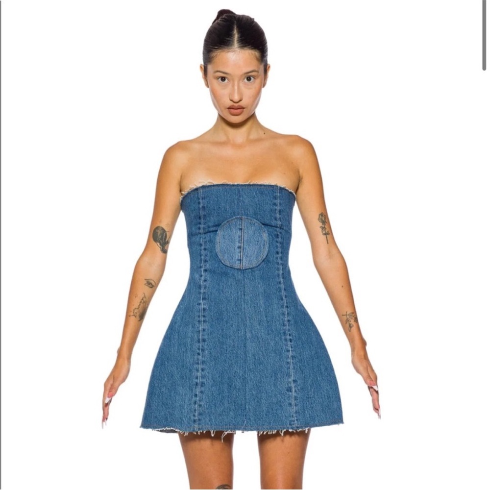 Sami Miro Vintage X Levi Denim Strapless Mini Dress Size S